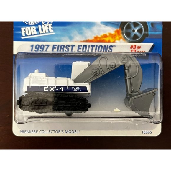 Hot Wheels 1997 First Editions #512 Excavator White/Blue NEW NIP - Picture 2 of 9